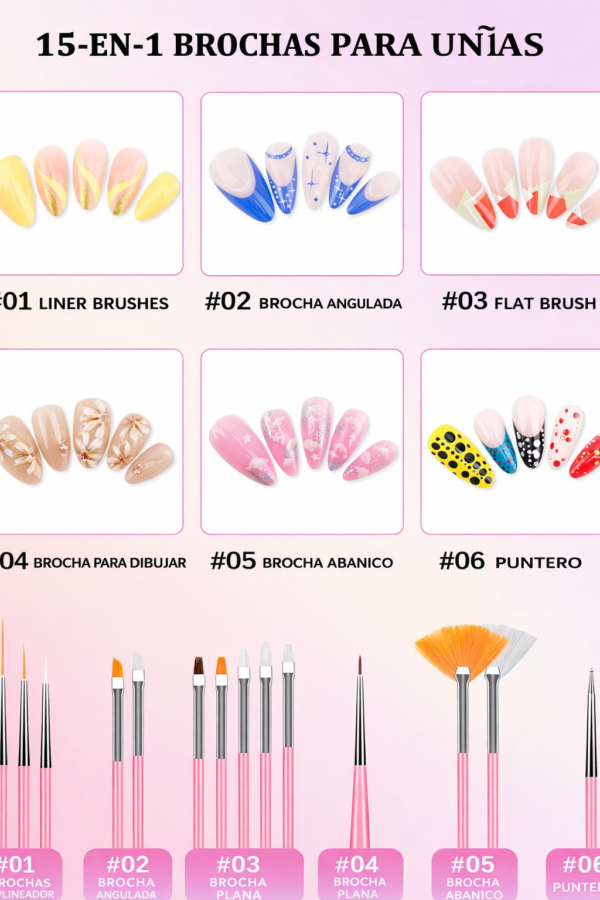 Kit de pinceles y accesorios + 24 esmaltes semi