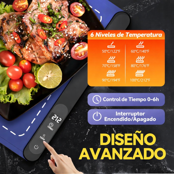 Placa de cocina con controles digitales Alfombrilla de calentamiento para alimentos
