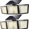 (2) Luces solares para exteriores, Sensor de movimiento, 2500 lúmenes, 286 luces