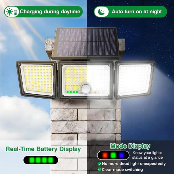 (2) Luces solares para exteriores, Sensor de movimiento, 2500 lúmenes, 286 luces